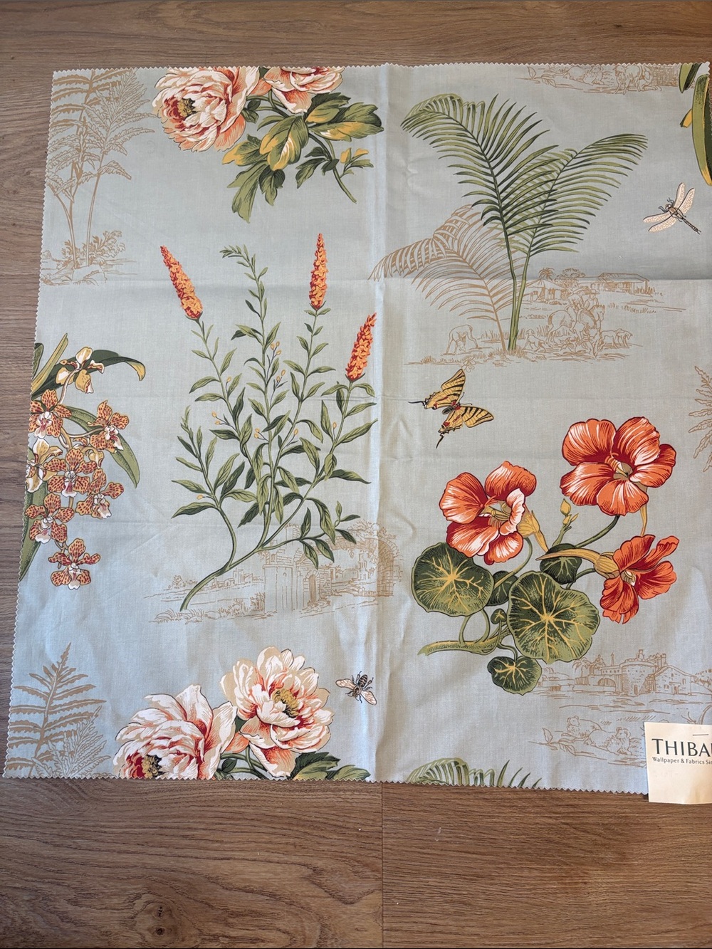 Thibaut Designer Fabric Sample 25" Square Cotton Sateen Like NEW - Picture 5 of 8